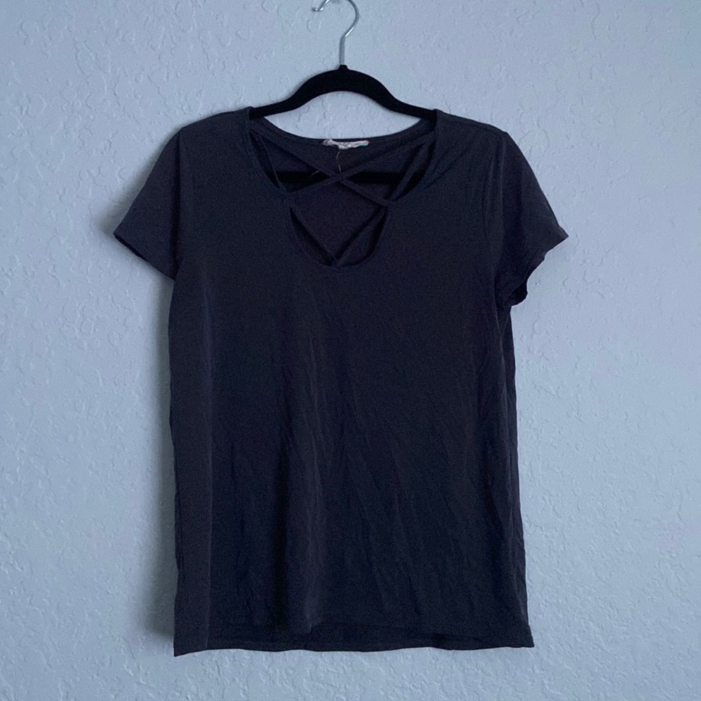 Dark grey crisscross top